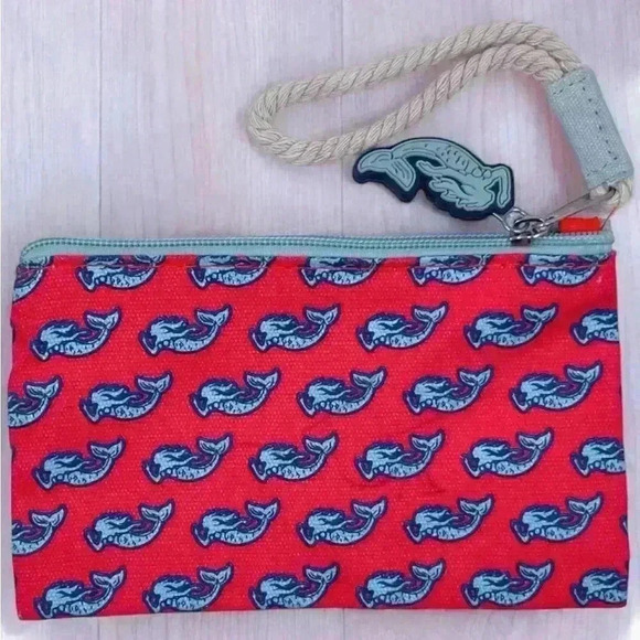 Martha’s Vineyard Coral Blue Mermaid Wristlet Cosmetic Accessory Bag - Picture 2 of 9